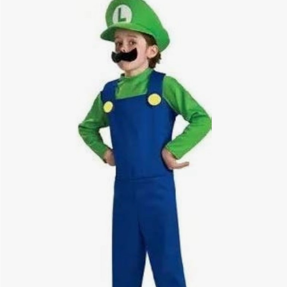 Nintendo Super Mario Bros Luigi green kids' size M costume 5-6 yo